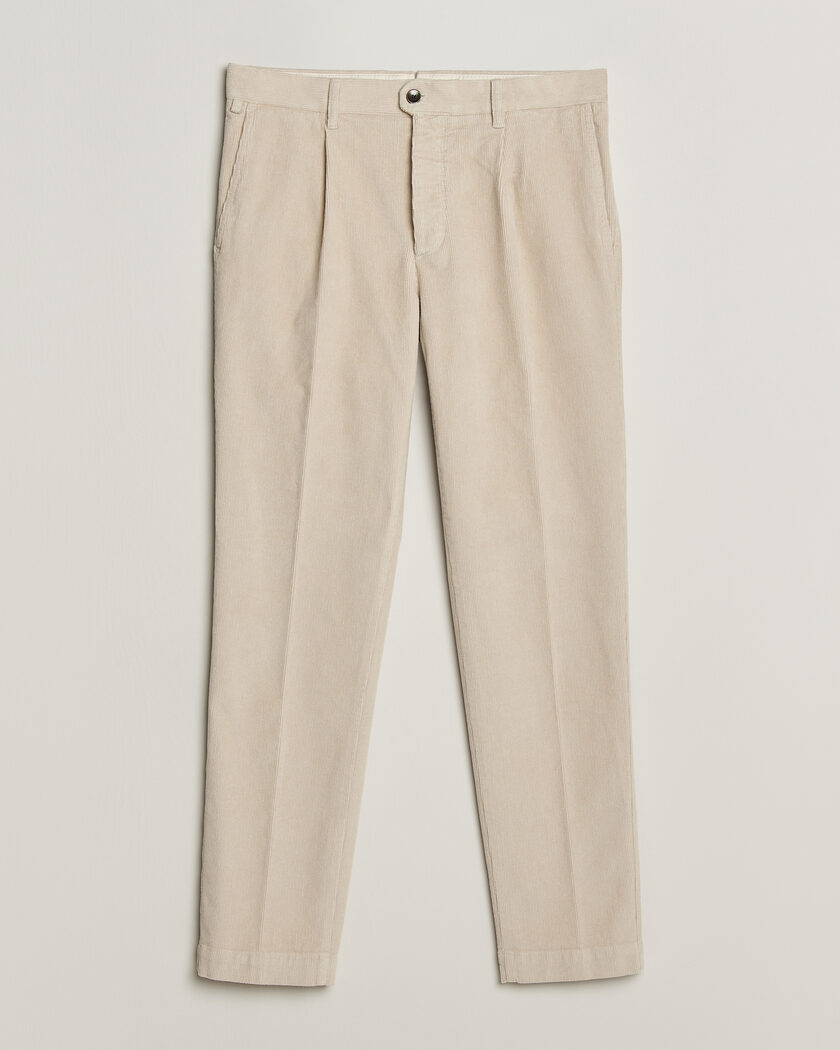 Incotex Regular Fit Washed Corduroy Slacks Off White – Hvit