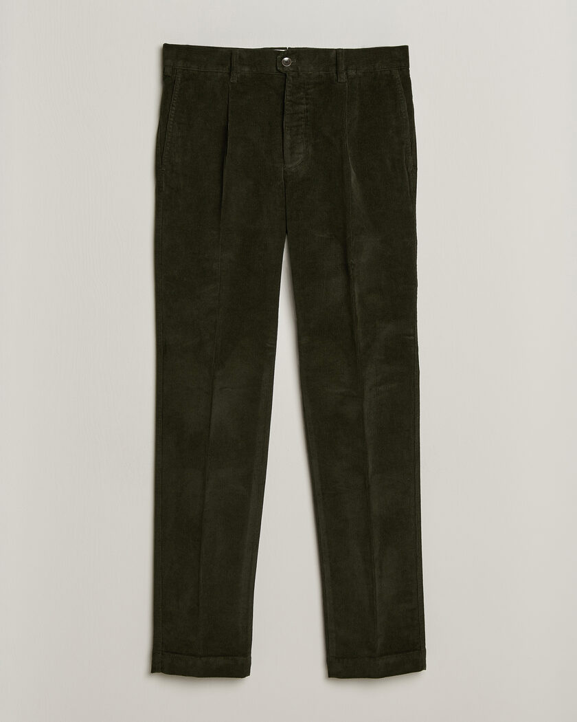 Incotex Regular Fit Washed Corduroy Slacks Forest Green – Grønn