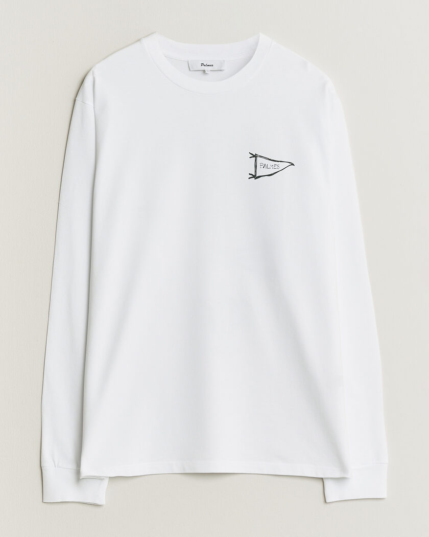 Palmes Pennant Long Sleeve T-Shirt White – Hvit