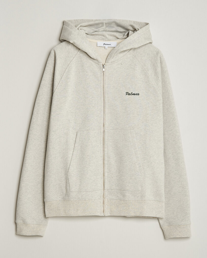 Palmes Logo Zip Hoodie Grey Melange – Grå