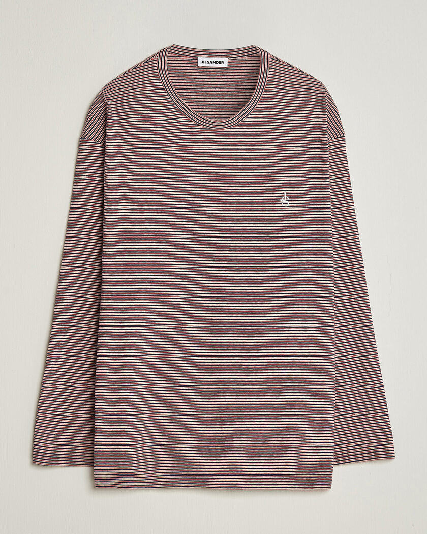 Jil Sander Long Sleeve Striped T-Shirt Red – Rød