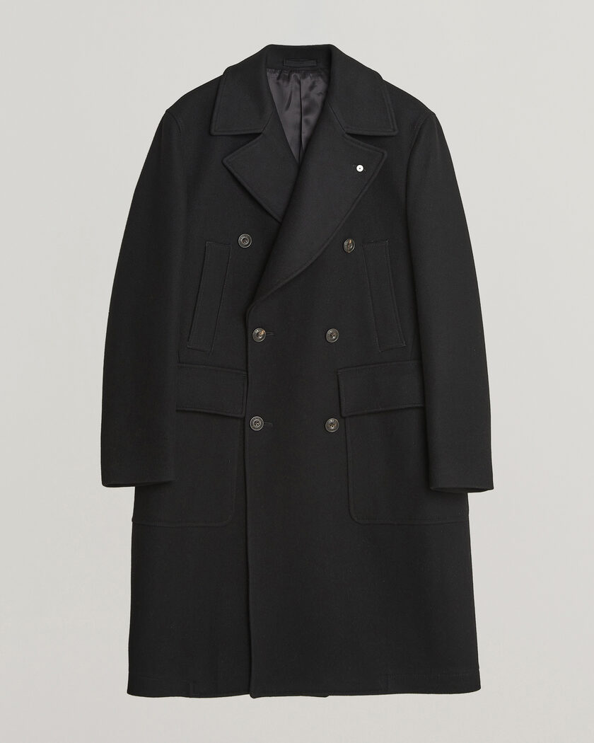L.B.M. 1911 Double Breasted Wool/Cashmere Coat Black – Svart