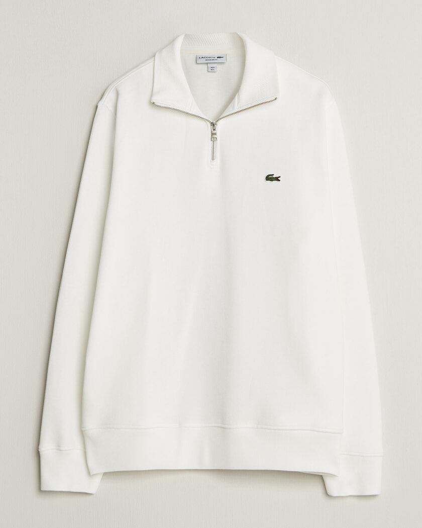 Lacoste Rib Interlock Half Zip Flour – Hvit