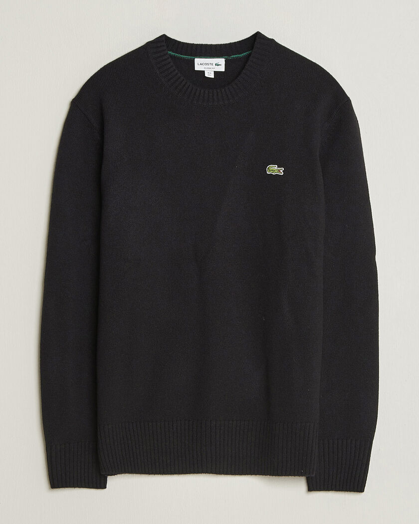 Lacoste Carded Wool Crew Neck Black – Svart
