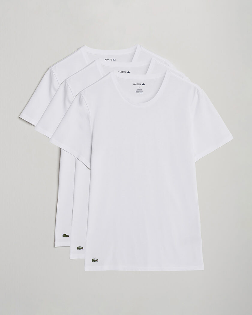 Lacoste 3-Pack Crew Neck T-Shirt White – Hvit