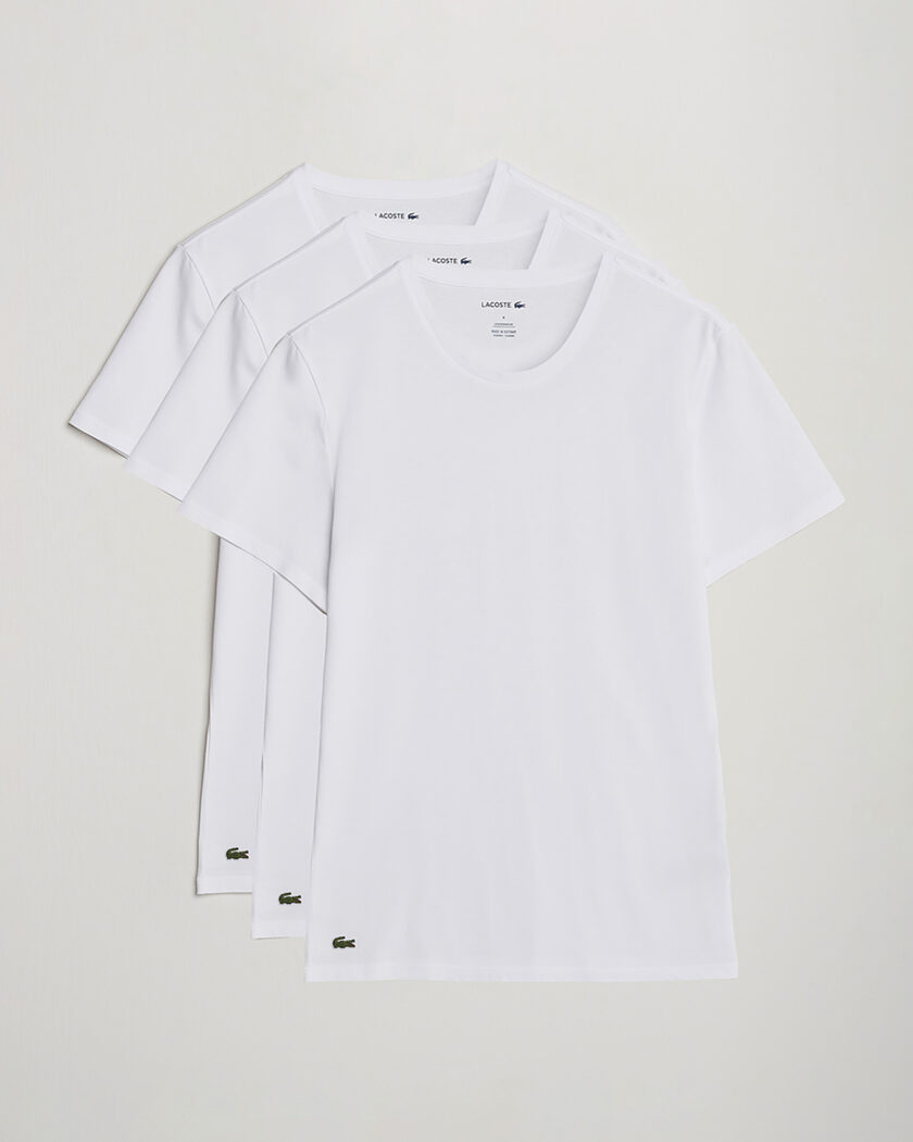 Lacoste 3-Pack Crew Neck T-Shirt White – Hvit