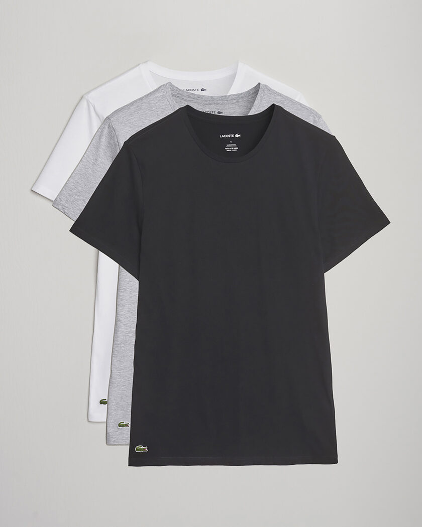 Lacoste 3-Pack Crew Neck T-Shirt White/Grey/Black – Flerfarget