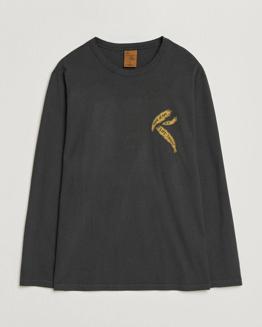 Nudie Jeans Rudi Life Tracks II Long Sleeved T-Shirt Antracite – Grå