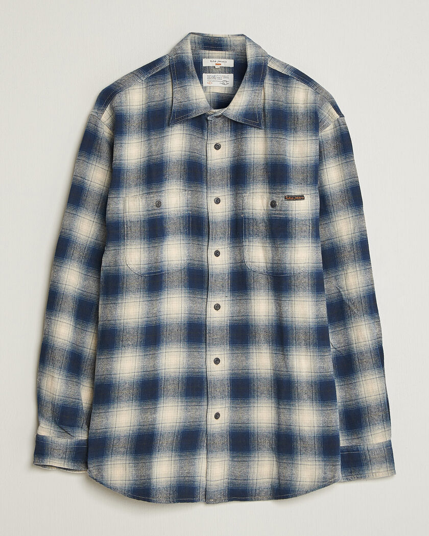 Nudie Jeans Julian Worker Checked Shirt Blue – Blå