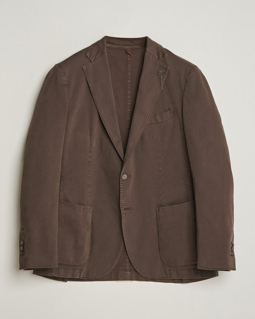 Santaniello Washed Cotton Patch Pocket Blazer Brown – Brun