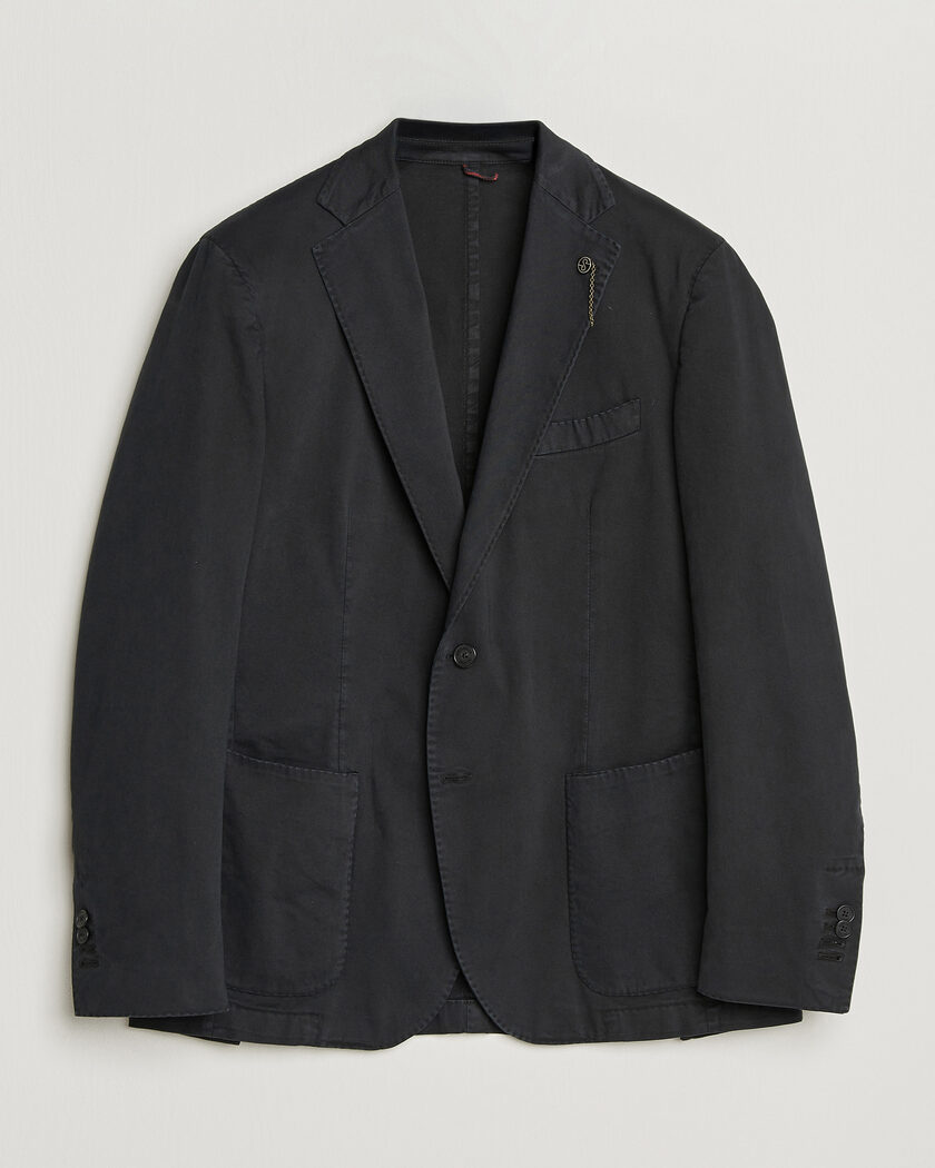 Santaniello Washed Cotton Patch Pocket Blazer Black – Svart