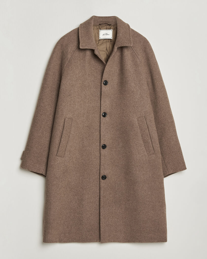LES DEUX Solid Wool Coat Dark Sand Melange – Beige