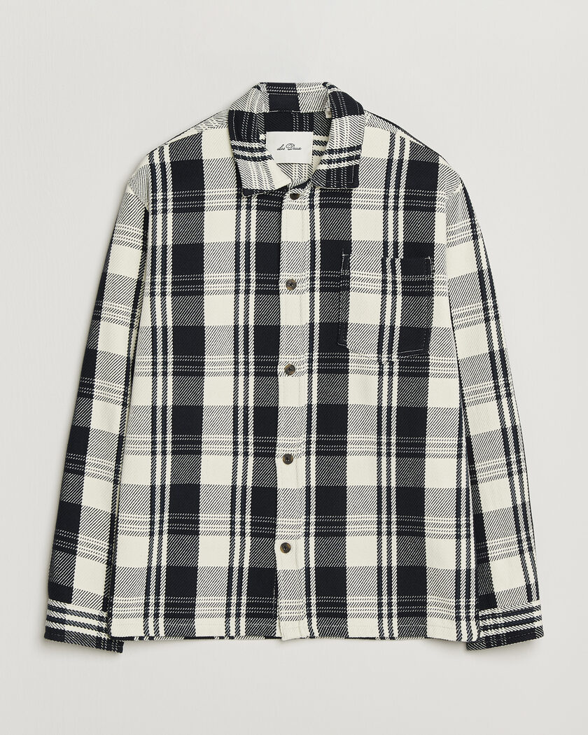 LES DEUX Structured Check Overshirt Dark Navy – Blå