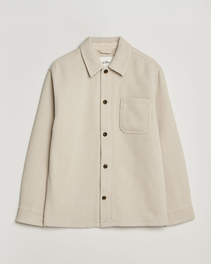LES DEUX Twill Wool Overshirt Ivory – Hvit