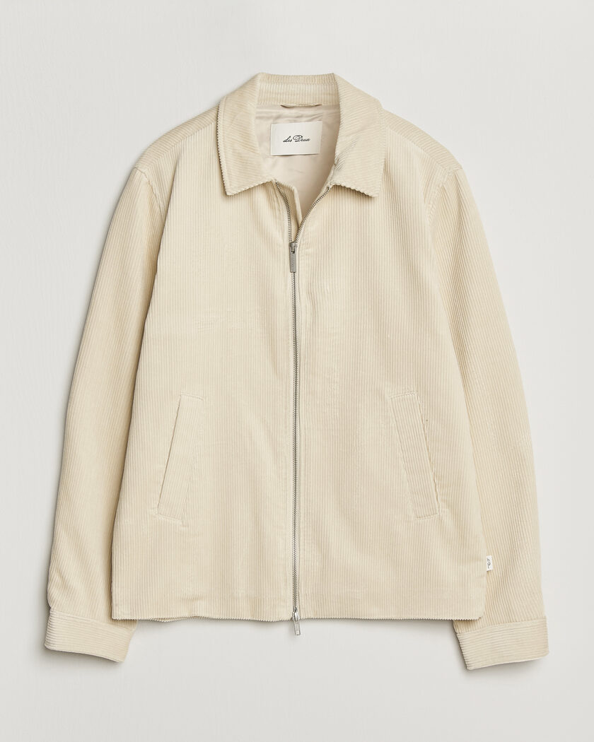 LES DEUX Corduroy Zipper Coach Jacket Ivory – Hvit