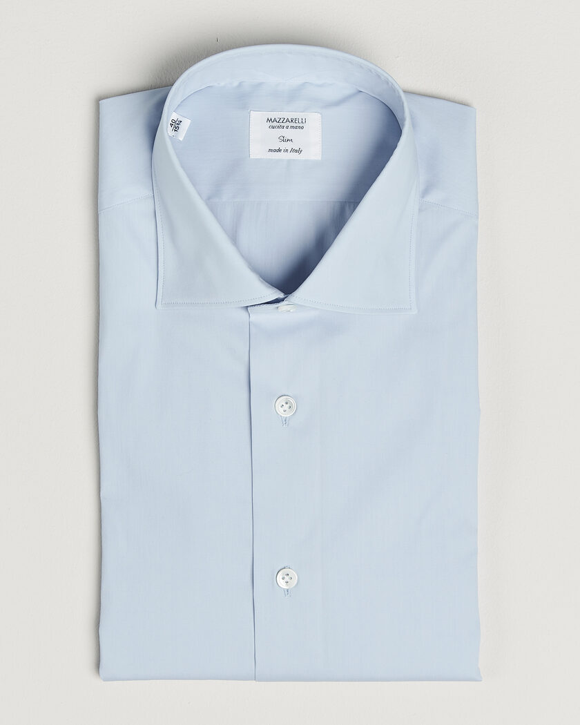 Mazzarelli Soft Cotton Popeline Shirt Light Blue – Blå