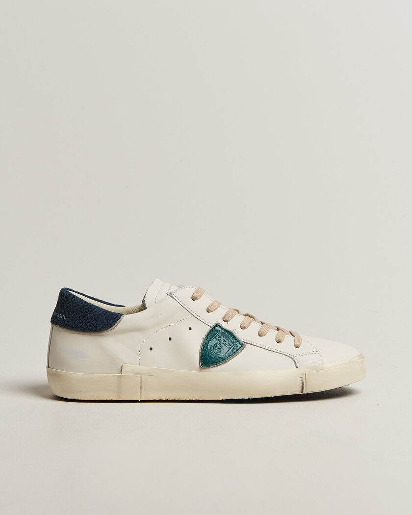 Philippe Model PRSX Low Top Suede Sneaker White/Blue – Hvit