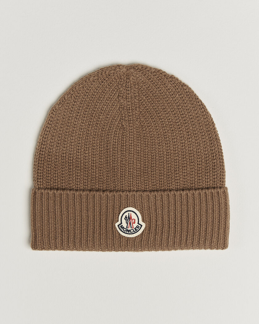 Moncler Rib Wool Beanie Brown – Brun