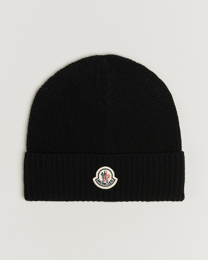 Moncler Rib Wool Beanie Black – Svart