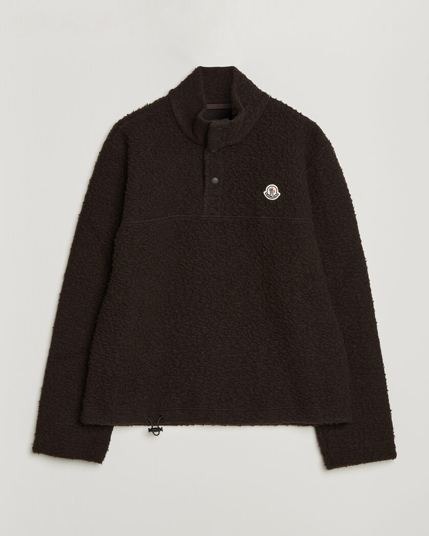 Moncler Half Zip Fleece Sweater Dark Brown – Brun