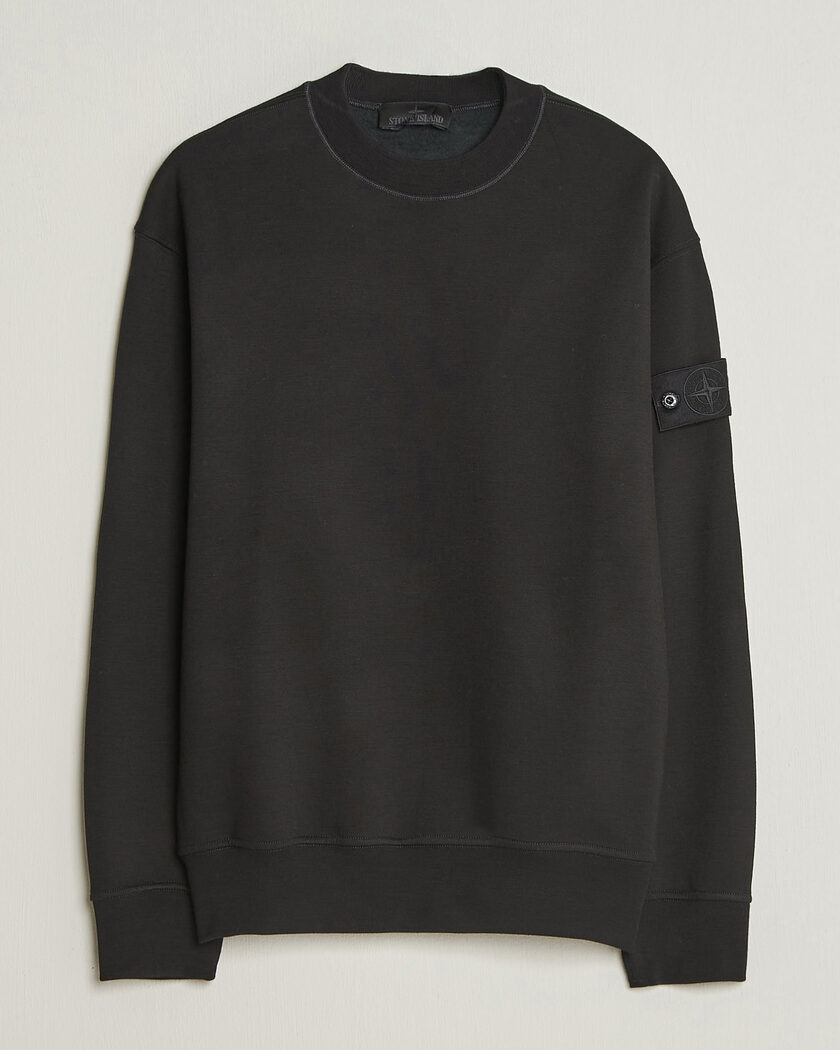 Stone Island Ghost Cotton/Wool Fleece Sweatshirt Black – Svart