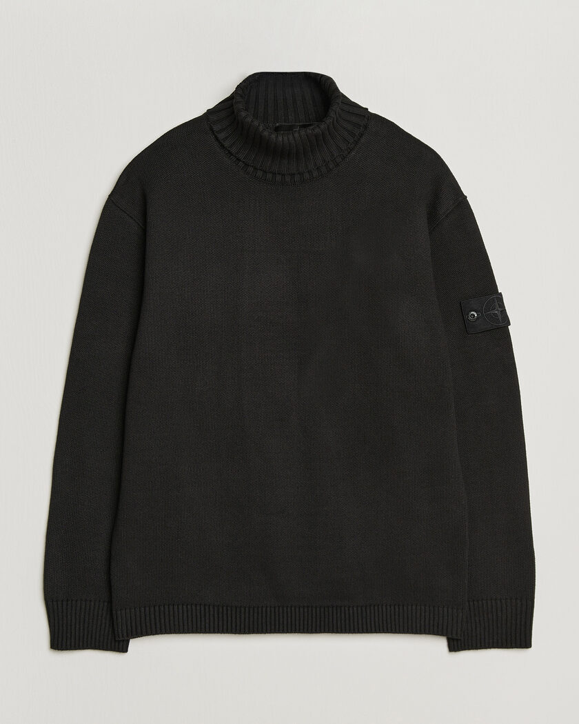Stone Island Ghost Plush Stitch Winter Cotton Rollneck Black – Svart