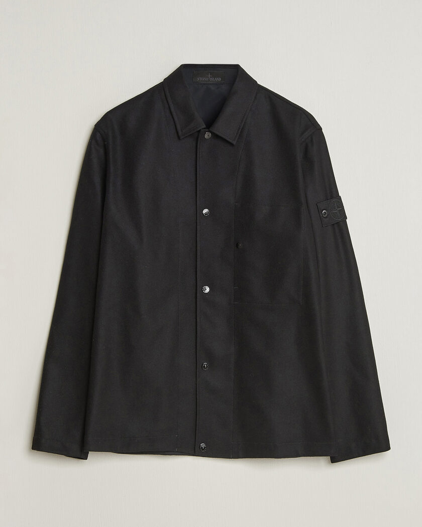 Stone Island Ghost Wool/Nylon Flannel Overshirt Black – Svart