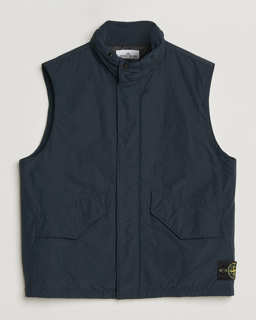 Stone Island Micro Twill Padded Vest Navy Blue – Blå