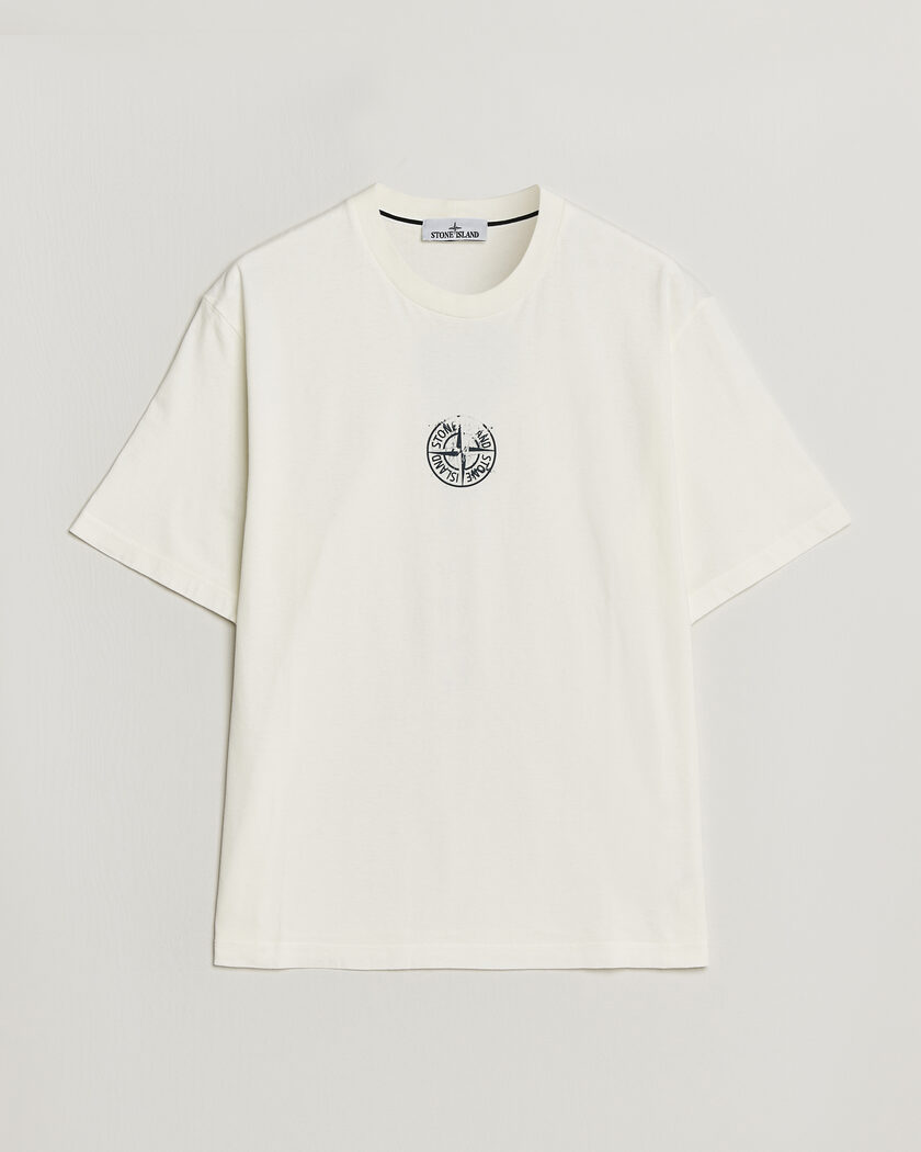 Stone Island Vertical Placement Print Cotton T-Shirt Ivory – Hvit