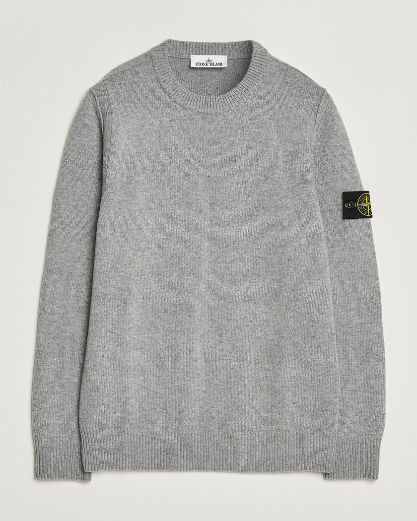 Stone Island Knitted Lambswool Crew Neck Grey Melange – Grå
