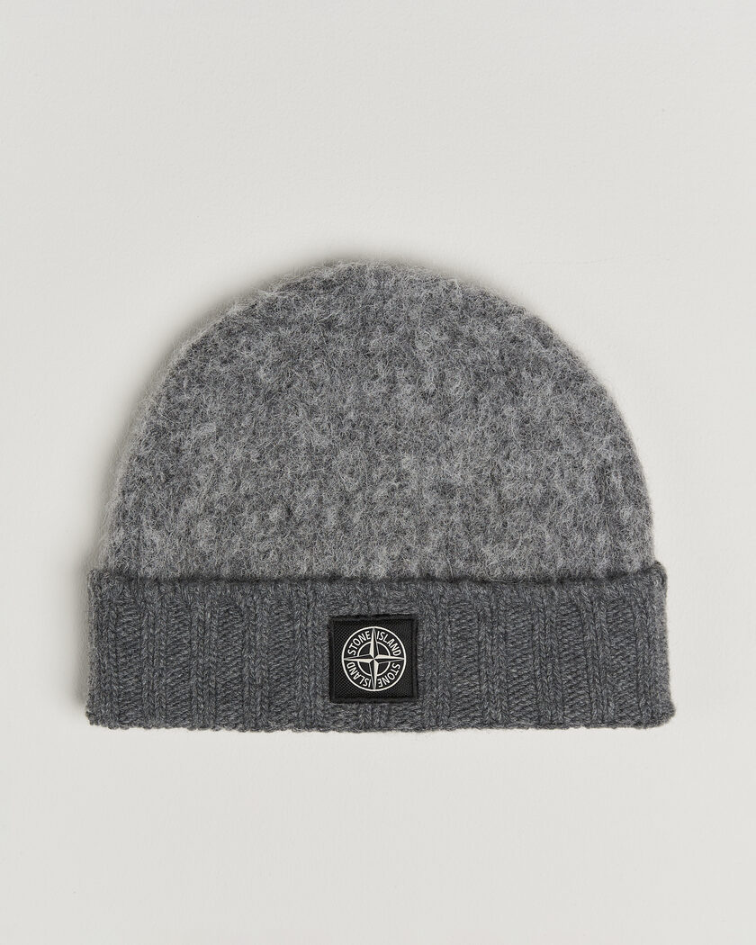 Stone Island Ribbed Baby Alpaca Blend Hat Grey Melange – Grå