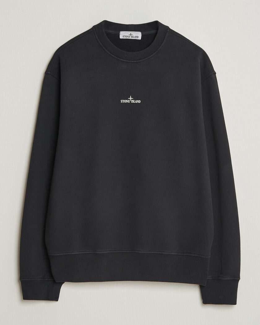 Stone Island Cotton Fleece Blurred Compas Print Sweatshirt Black – Svart