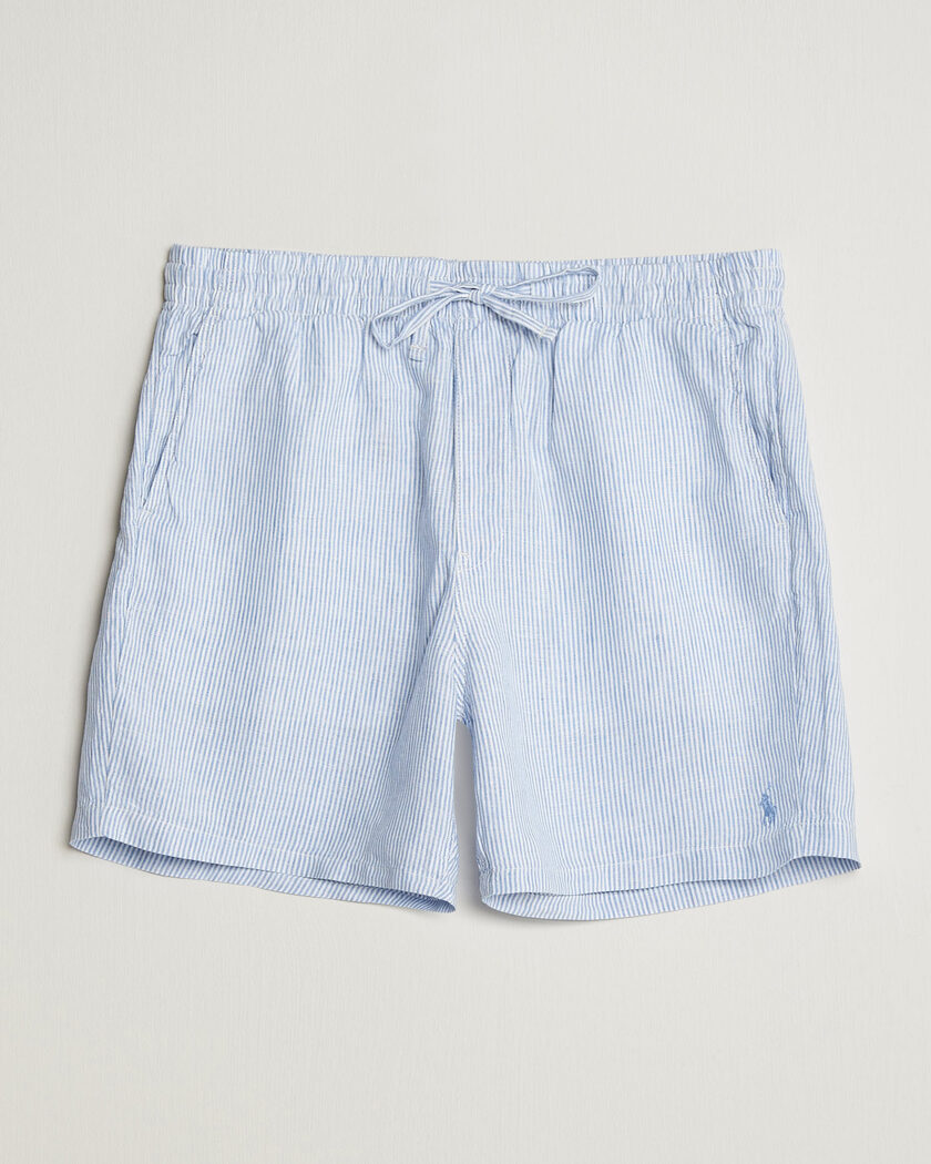 Polo Ralph Lauren Woven Linen Shorts Blue/White – Blå