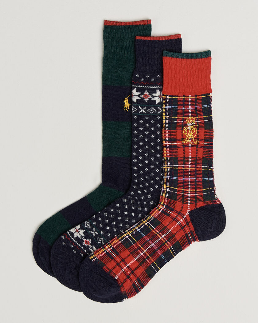 Polo Ralph Lauren 3-Pack Lambswool Sock Hunter Multi – Flerfarget