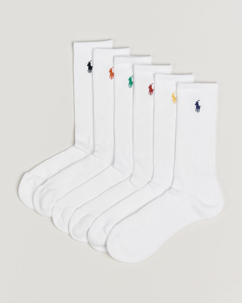 Polo Ralph Lauren 6-Pack Performance Crew Socks White – Hvit