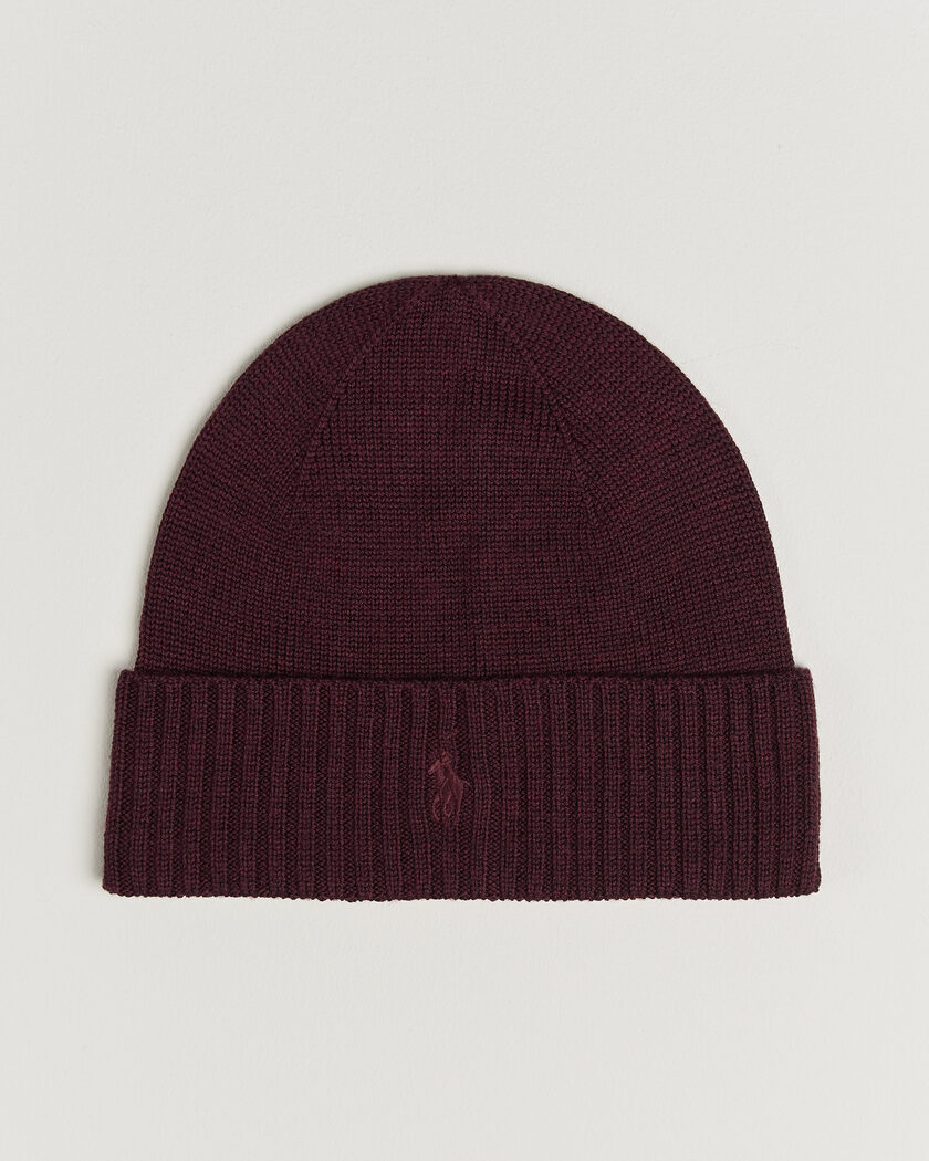 Polo Ralph Lauren Merino Beanie Merlot Wine Heather – Rød