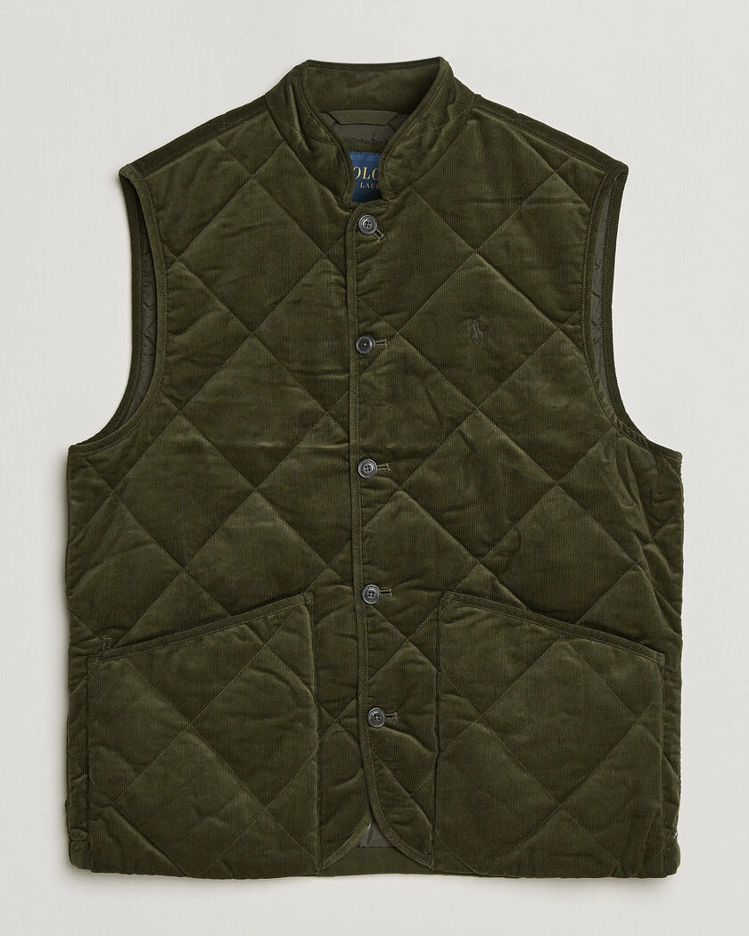 Polo Ralph Lauren Quilted Corduroy Vest Company Olive – Grønn