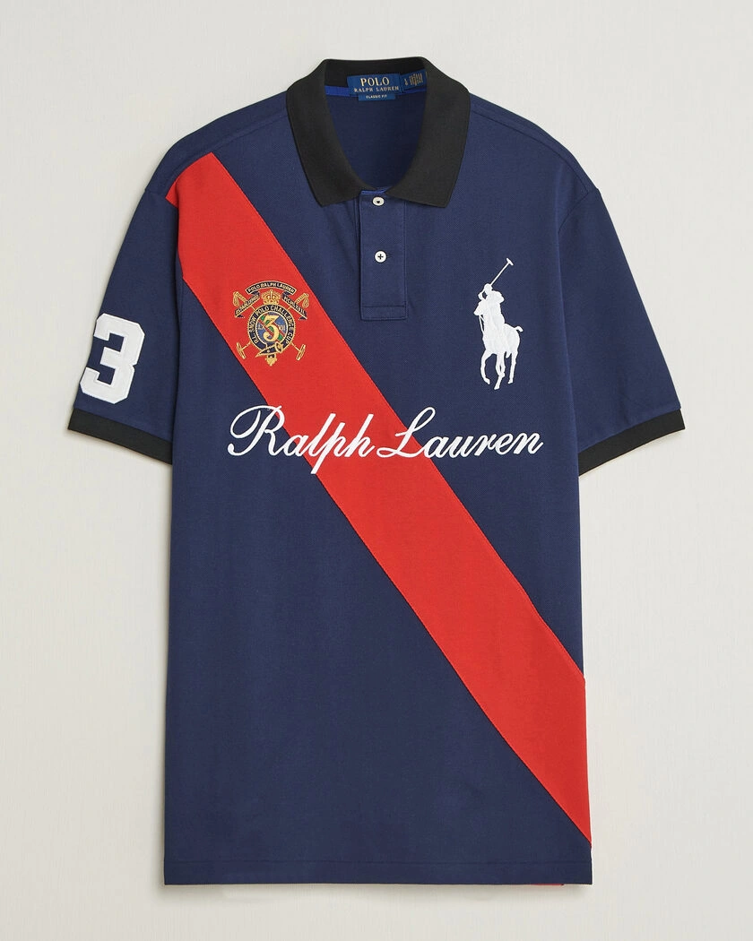 Polo Ralph Lauren Classic Fit Diagonal Stripe Polo Newport Navy – Blå