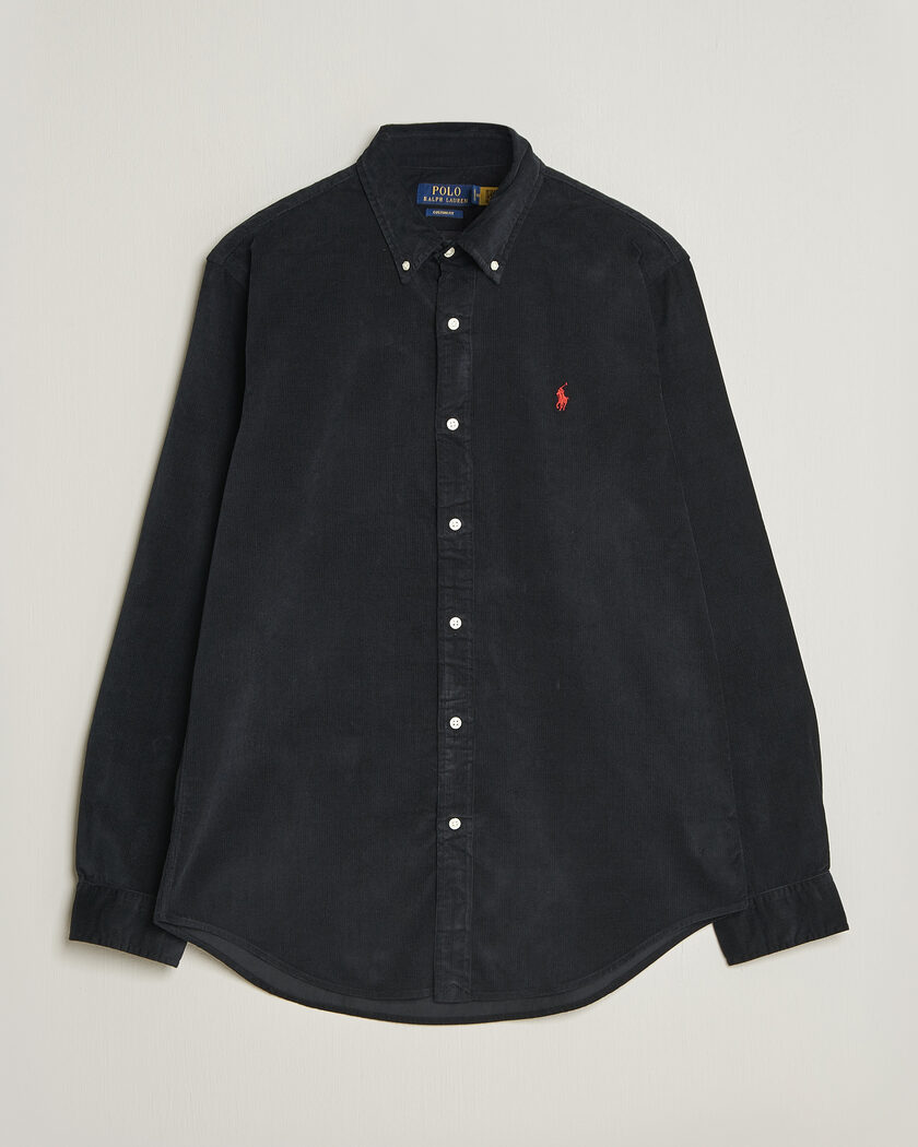 Polo Ralph Lauren Custom Fit BD Corduroy Shirt Polo Black – Svart
