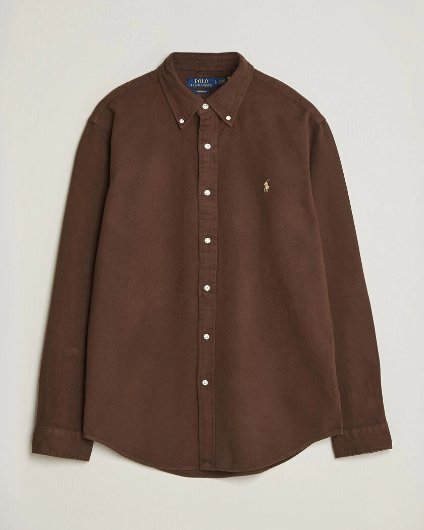 Polo Ralph Lauren Custom Fit Brushed Flannel Shirt Nutmeg Brown – Brun