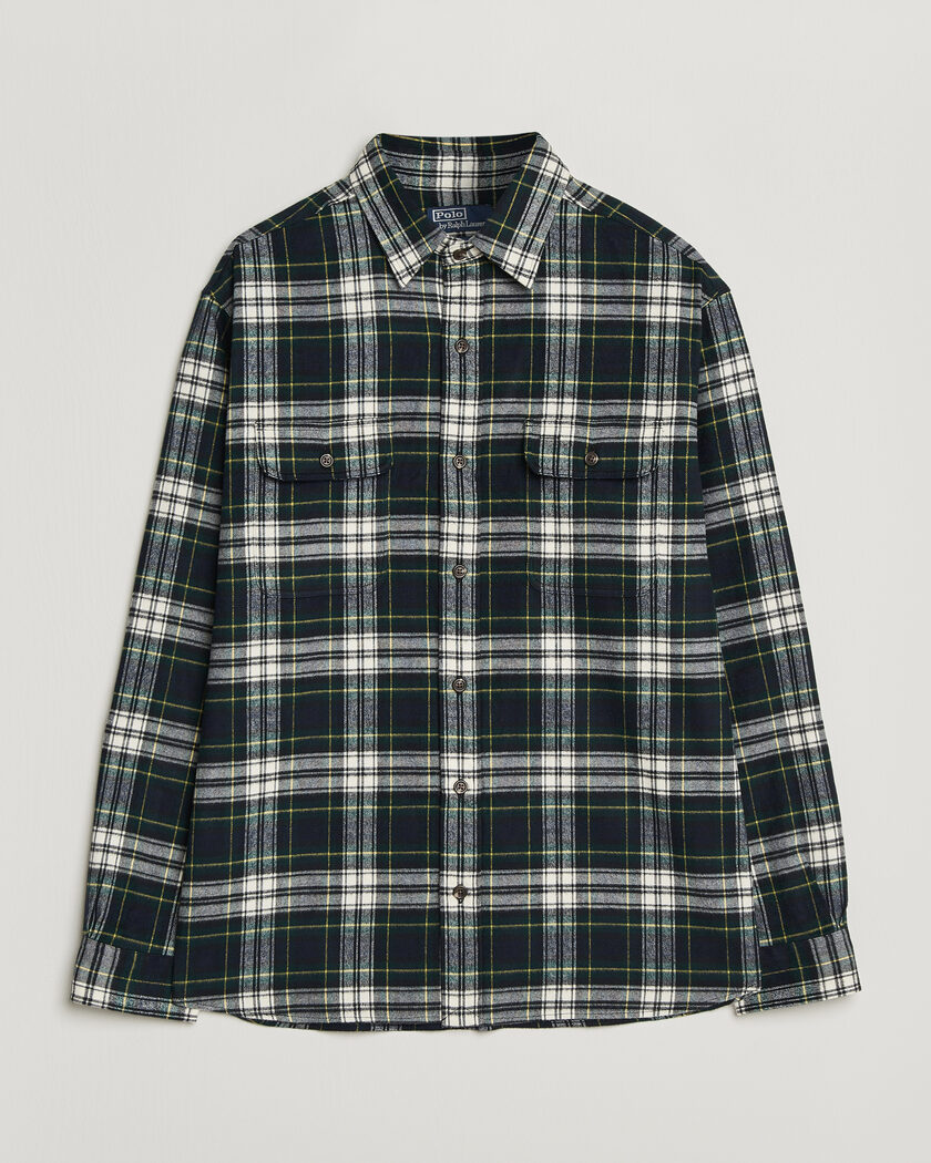 Polo Ralph Lauren Classic Fit Shaggy Flannel Shirt Navy Green – Flerfarget