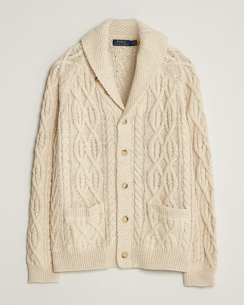Polo Ralph Lauren Cotton Marl Cardigan Oatmeal Combo – Hvit