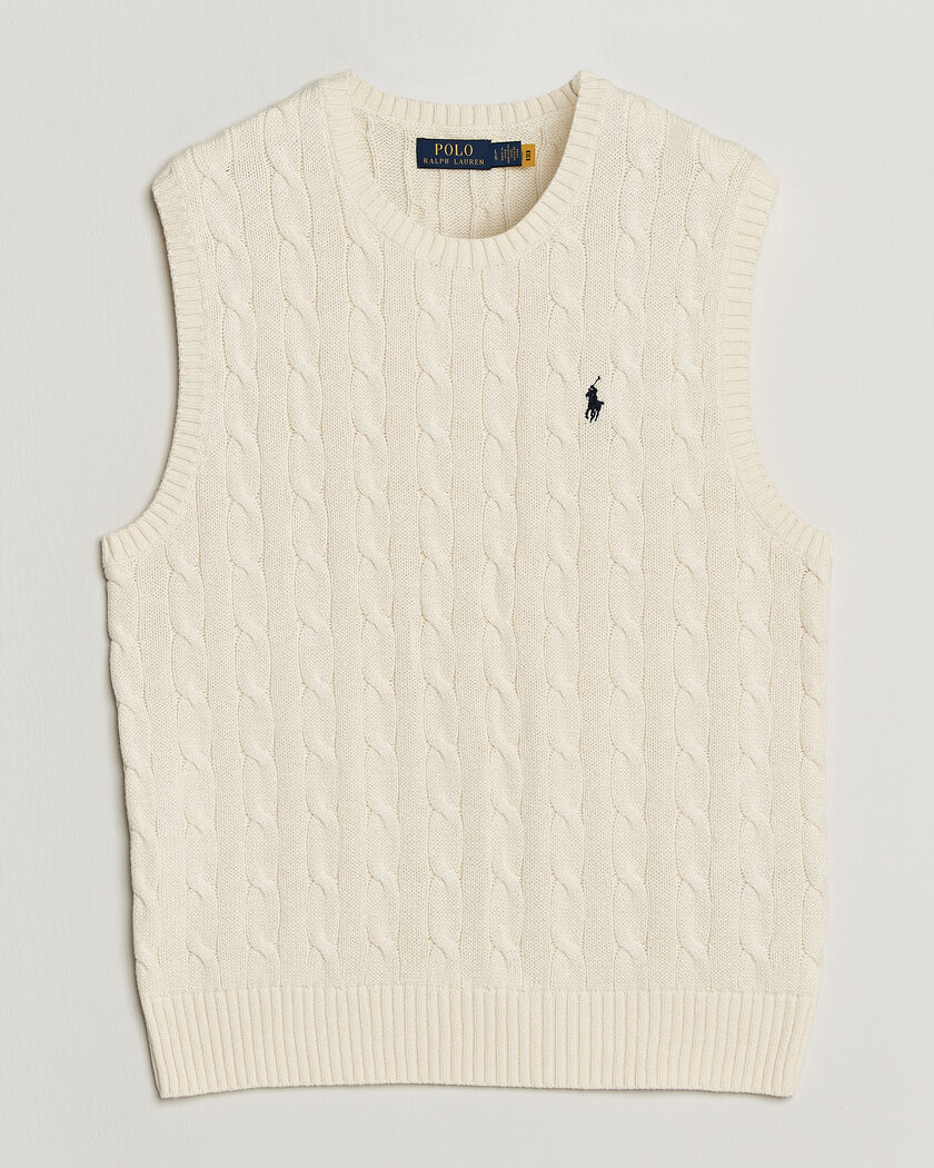 Polo Ralph Lauren Cotton Cable Vest Andover Cream – Hvit