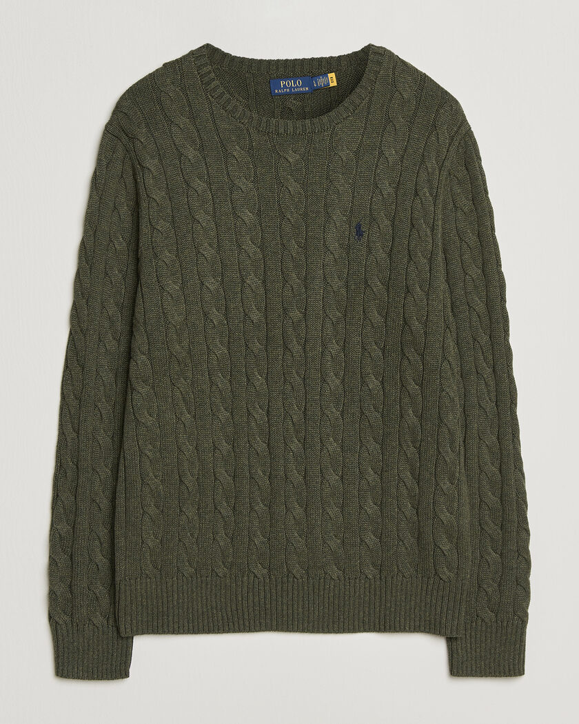 Polo Ralph Lauren Cotton Cable Pullover  Olive Shrub Heather – Grønn