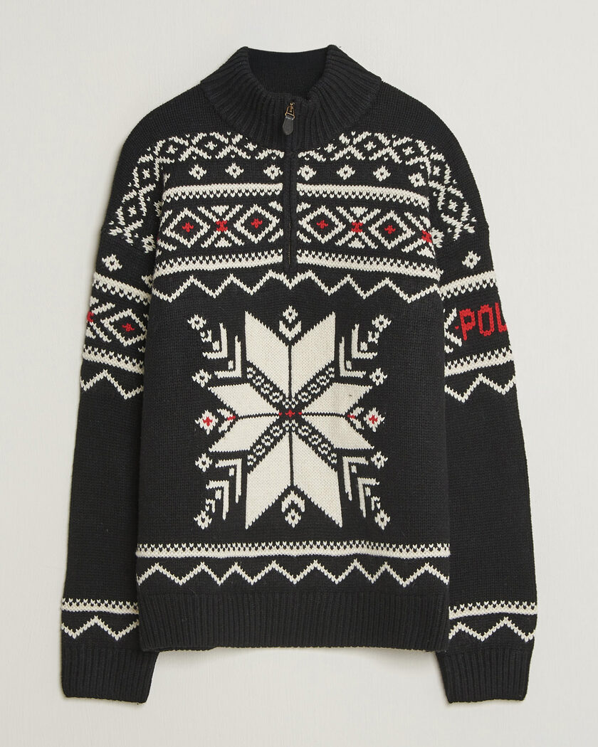 Polo Ralph Lauren Wool Cotton Blend Sweater Black Combo – Svart