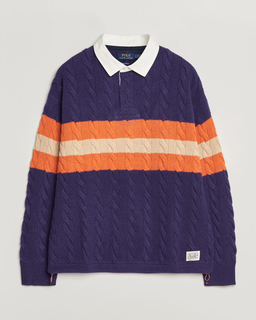Polo Ralph Lauren Wool Blend Cable Knitted Polo Purple Combo – Lilla