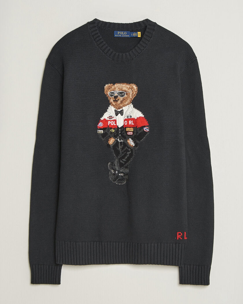 Polo Ralph Lauren Cotton Blend Bear Sweater Polo Black – Svart