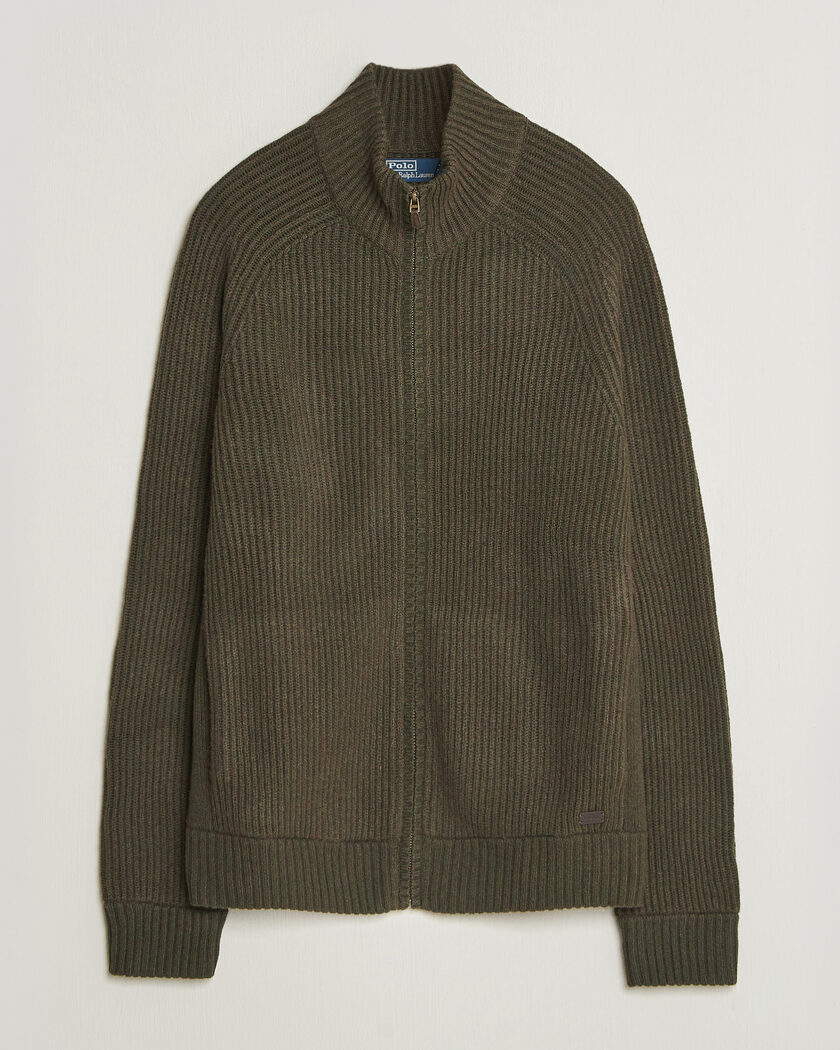 Polo Ralph Lauren Wool/Cashmere Full-Zip Ekanite Olive Heather – Grønn