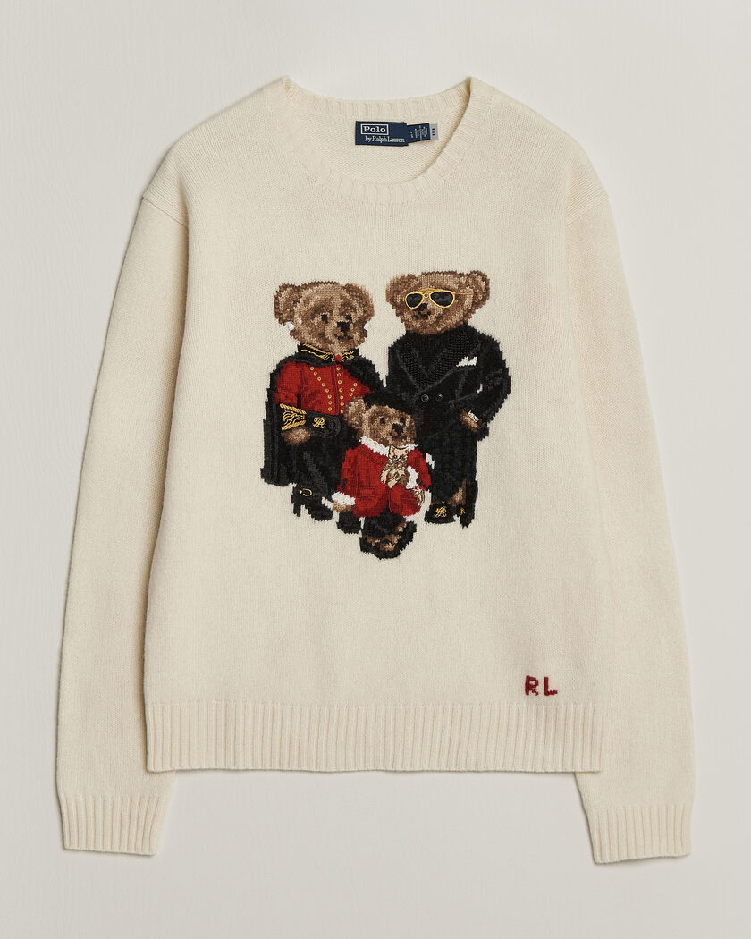 Polo Ralph Lauren Wool Blend Bear Sweater Authentic Cream – Hvit