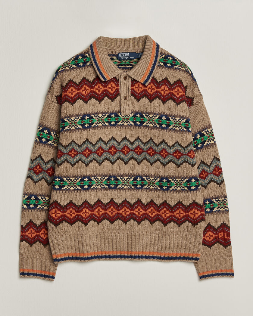 Polo Ralph Lauren Litchfield Wool Blend Sweater Tan Multi – Flerfarget
